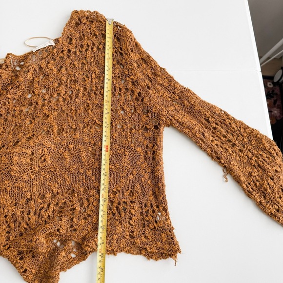 Altar'd State Womens Sweater Size M/L Brown Crochet Knit Boho Festival Fairy - Picture 9 of 10